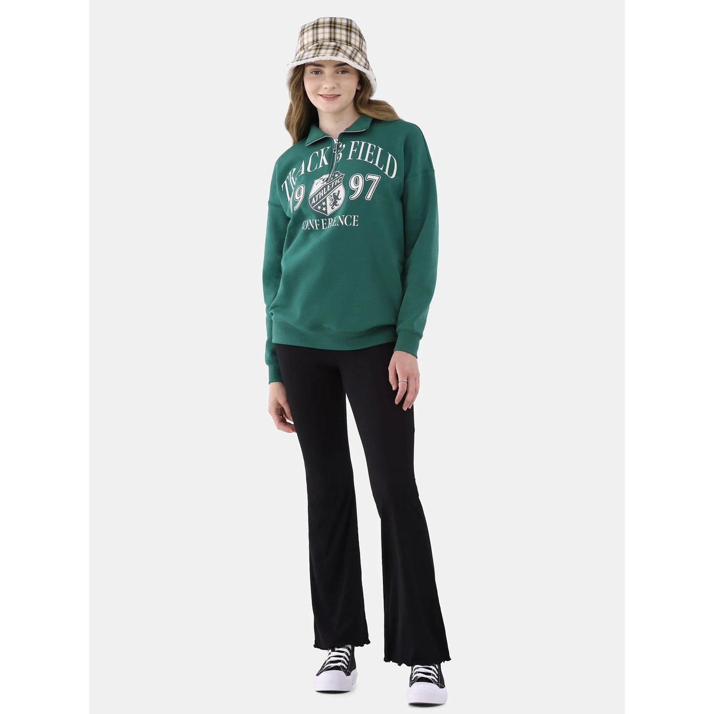 Quarter Zip Graphic Sweatshirt, Women’s and Girls