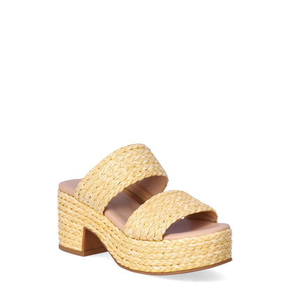 Women's Raffia Double Band Platform Sandals