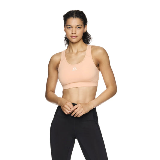 Reebok Women's Stronger Sports Bra with Mesh Panel and Removable Cups