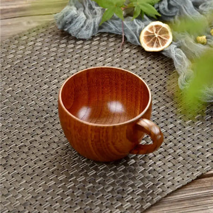 Taza de té y café sostenible de madera de dátil roja con asa: aislada, irrompible y reutilizable