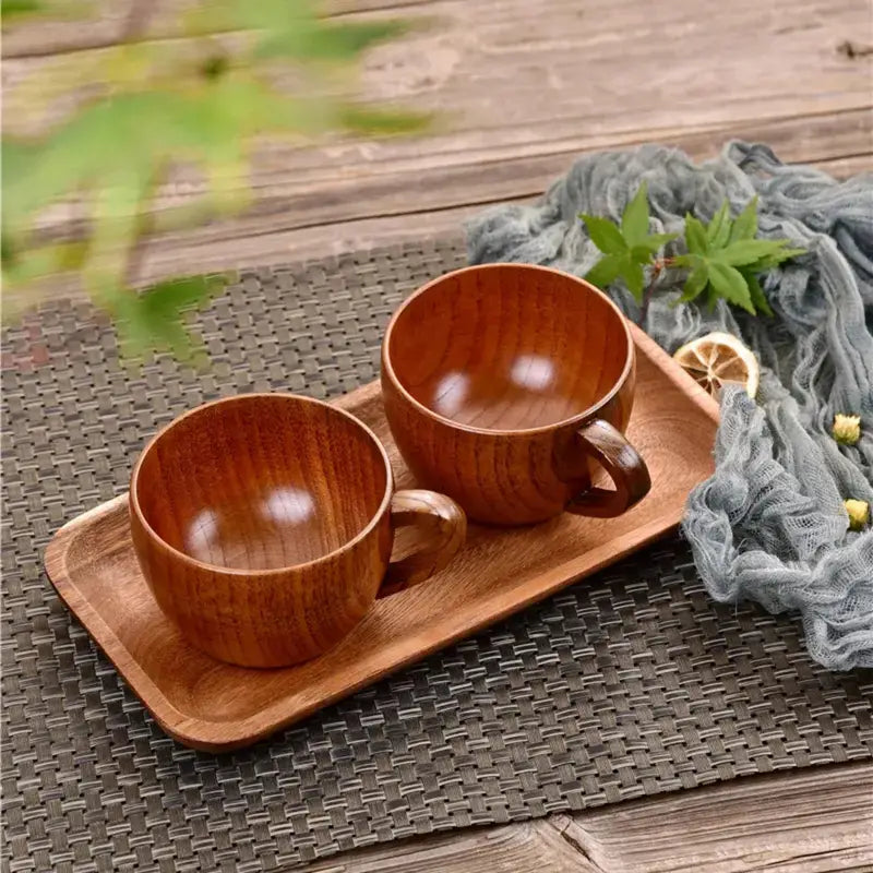 Taza de té y café sostenible de madera de dátil roja con asa: aislada, irrompible y reutilizable