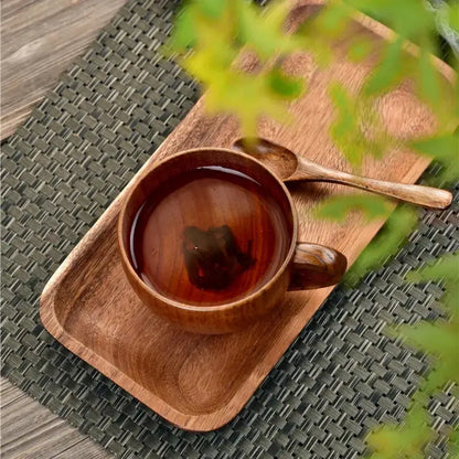 Taza de té y café sostenible de madera de dátil roja con asa: aislada, irrompible y reutilizable