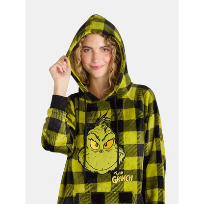 Vestido feminino gráfico The Grinch com capuz