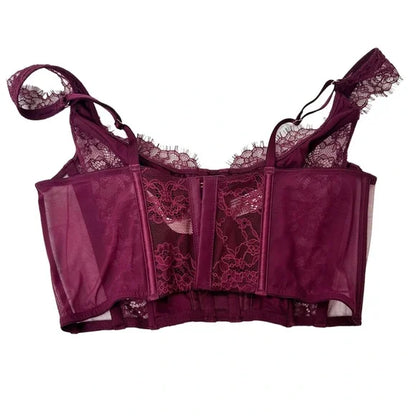 Victoria’s Secret Purple Lace Silk Cropped Corset Top, Size M