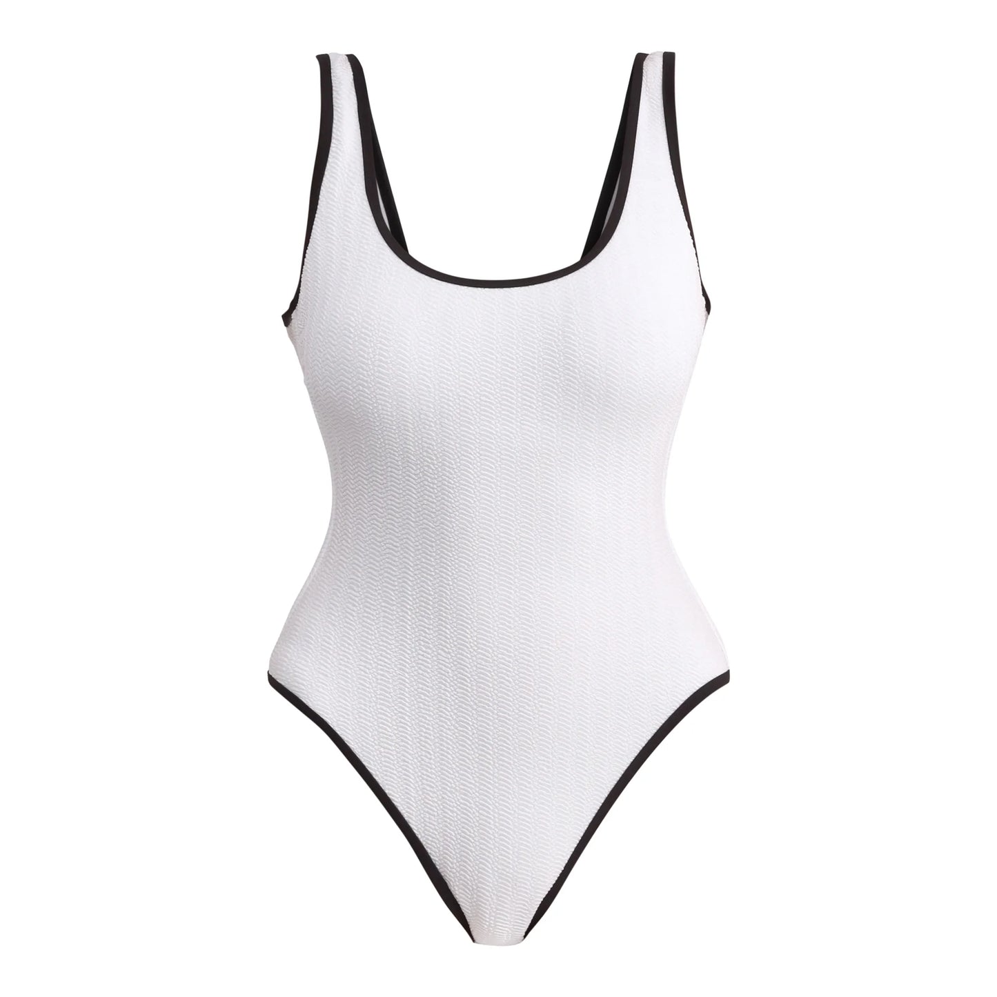 Traje de baño de una pieza con diseño de espiga y arrugado para mujer, blanco
