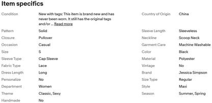 Vestido feminino elegante Jessica Simpson, tamanho pequeno, cor preta.