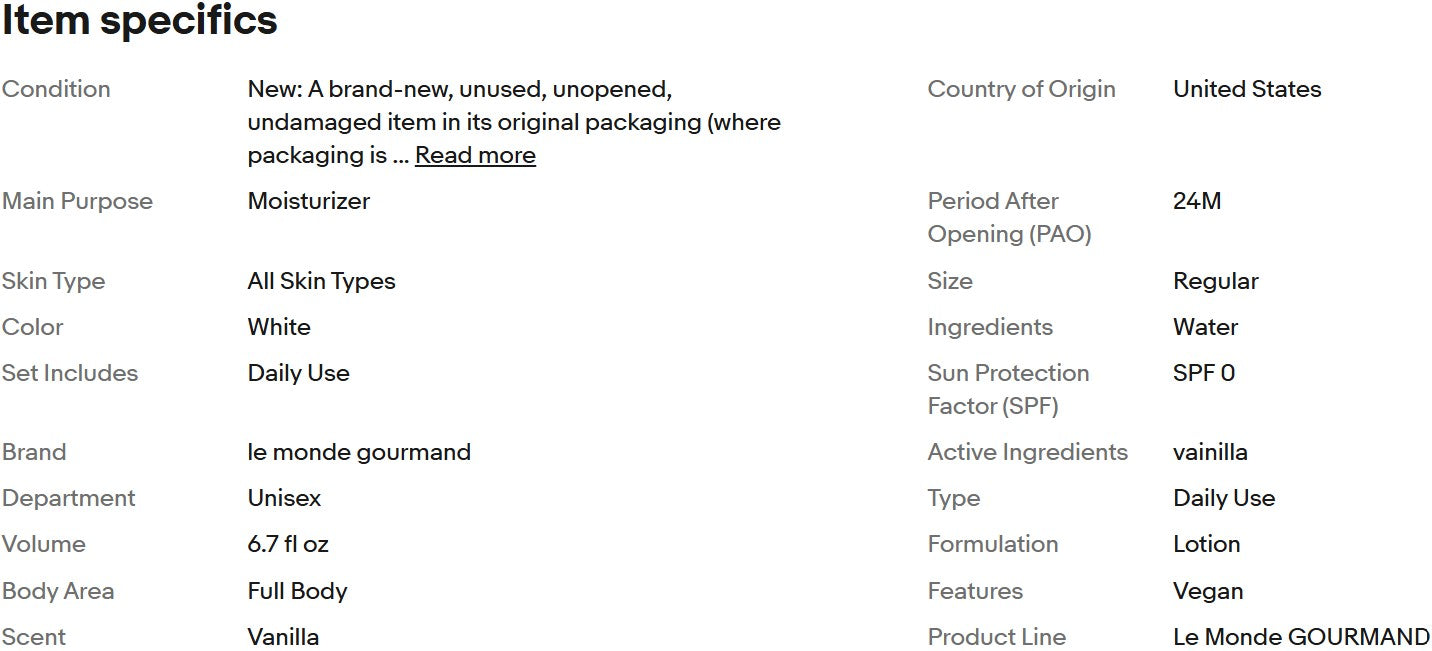 Le Monde GOURMAND, Mousse corporal en crema de vainilla, 6,7 onzas líquidas