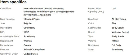 Exfoliante corporal Victoria's Secret PINK con extracto de fresa y escualano, 283 g