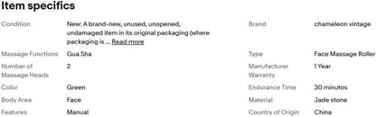 Conjunto Roller + Pedra Gua Sha - Massageador Facial Original de Jade - Cuidados Antienvelhecimento para a Pele