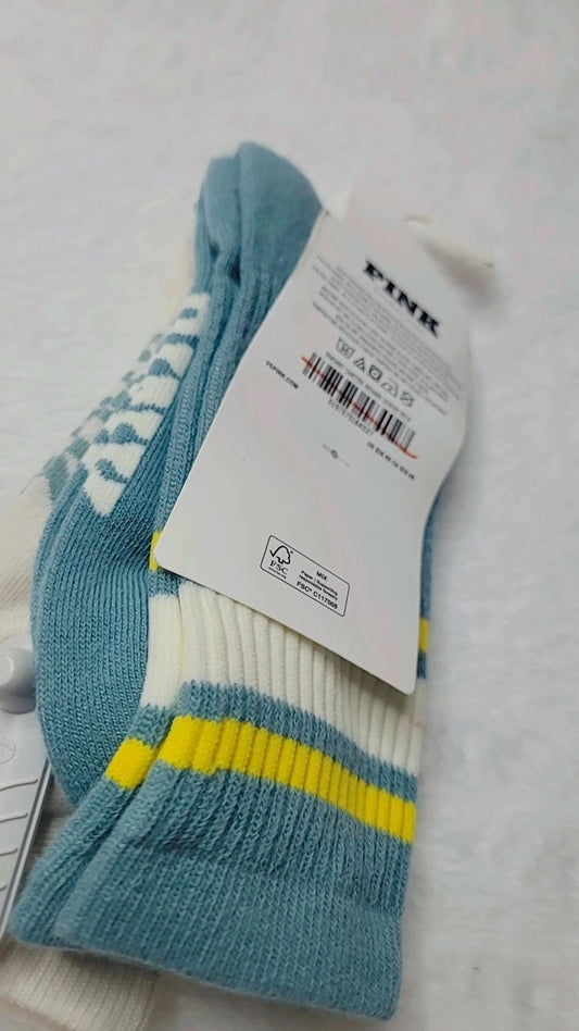 Calcetines clásicos Victoria's Secret Pink, paquete de dos pares, talla única