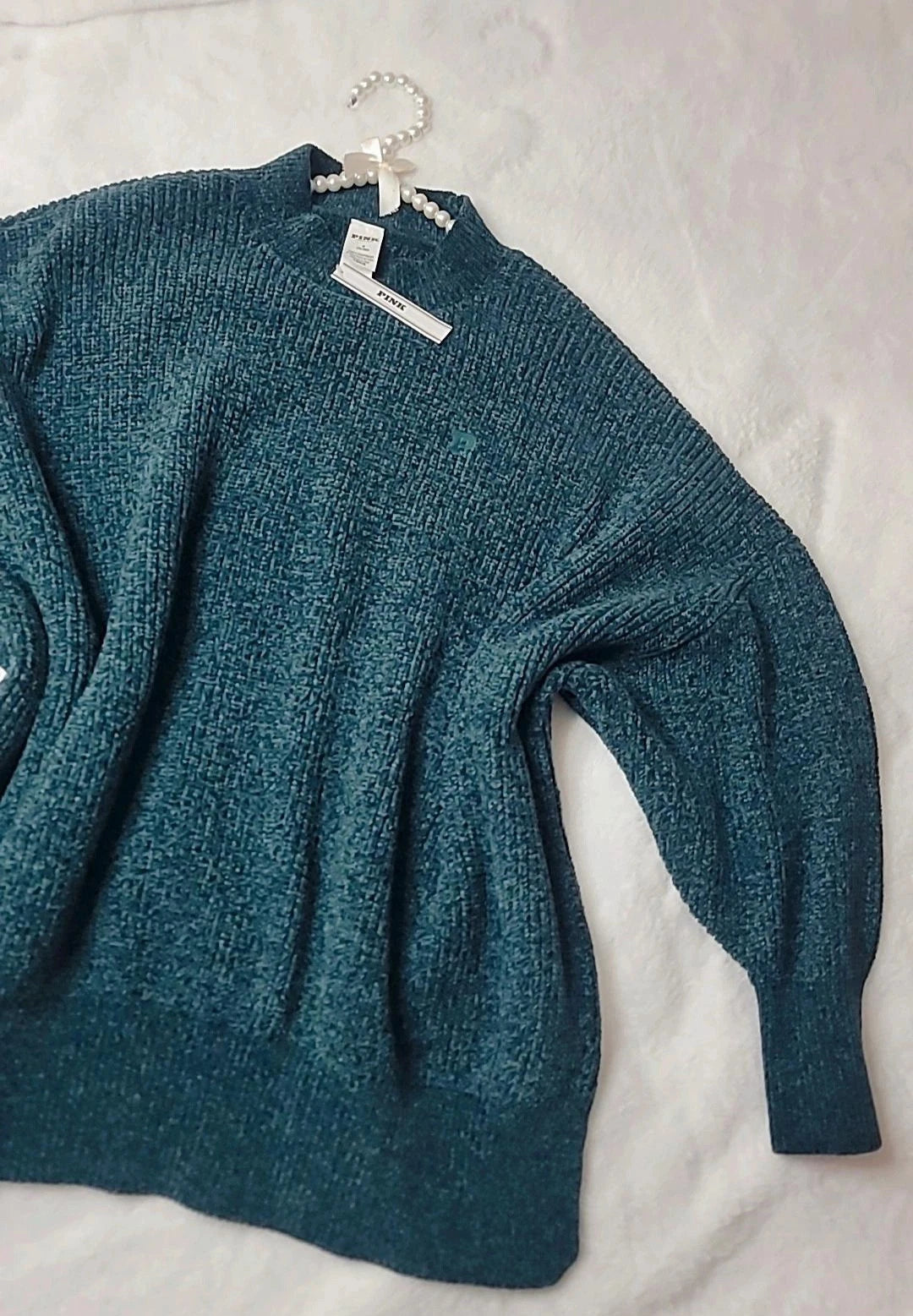 Suéter de punto ancho con cuello redondo estilo universitario de Victoria's Secret Pink