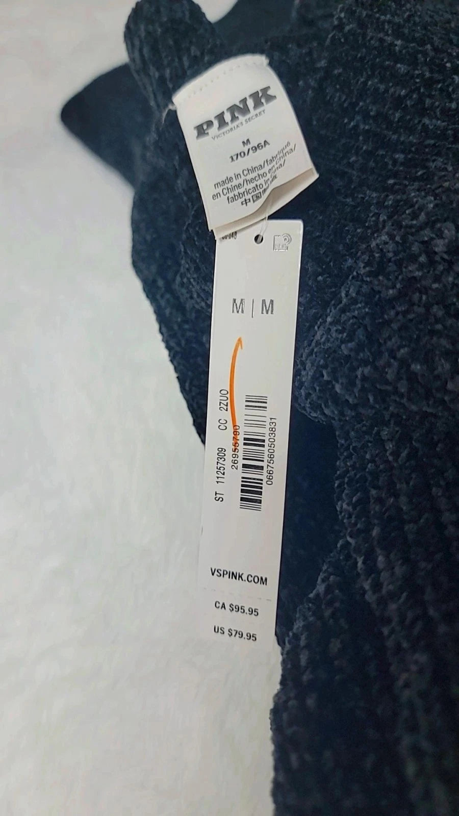 Suéter negro de chenilla extragrande rosa de Victoria's Secret para mujer