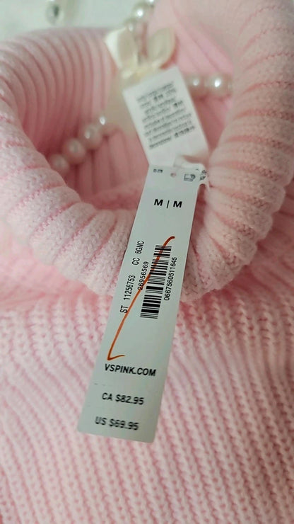 Suéter de cuello alto estilo universitario de punto ancho de Victoria's Secret PINK