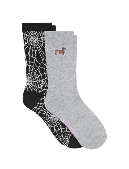 Victoria's Secret Pink Halloween Crew Socks 2pack 2024 Costume Pumplink Dog Webs