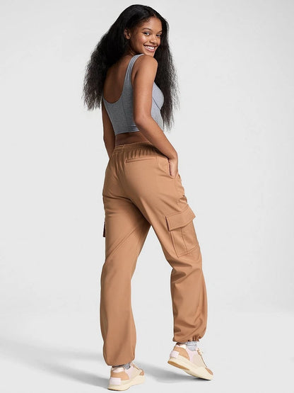 Pantalones cargo de tejido cepillado Victoria's Secret Pink, nuevos con etiqueta, forro color caramelo