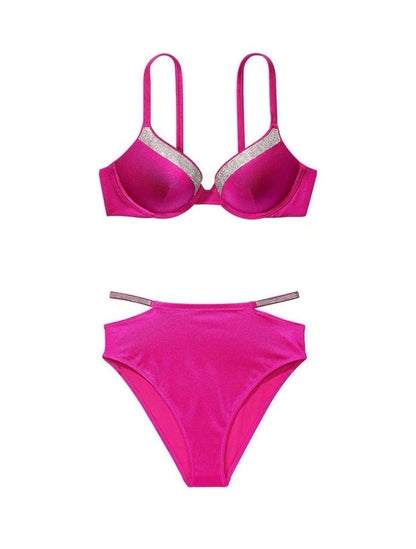 Victoria's Secret Women's Deluxe 2-Piece Shine Swimsuit New, Bottom M, Top 34C