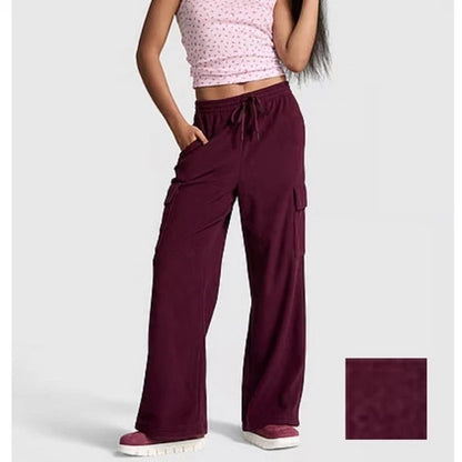 Victoria's Secret Pink Polar Fleece Wide Leg Cargo Pants