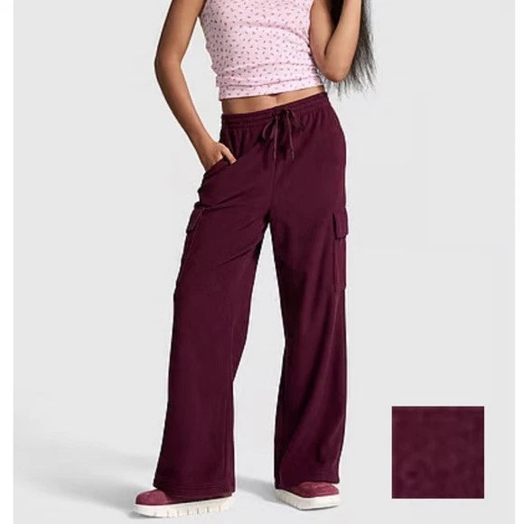 Victoria's Secret Pink Polar Fleece Wide Leg Cargo Pants