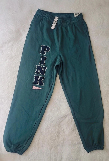 Calça de moletom feminina Victoria's Secret PINK Ivy Fleece, modelagem relaxada.