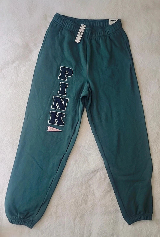 Calça de moletom feminina Victoria's Secret PINK Ivy Fleece, modelagem relaxada.