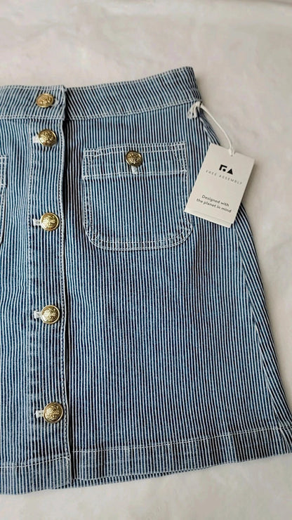 Free Assembly Women's Skirt Mini, Blue Denim