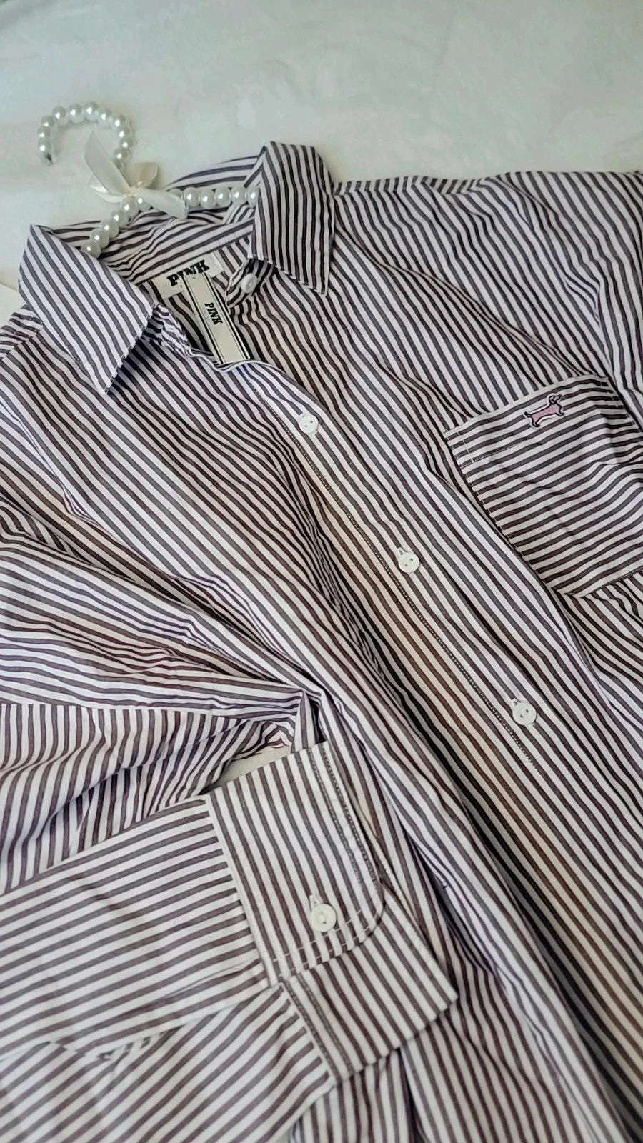 Camisola de dormir rosa Victoria's Secret, estilo boyfriend, tamanho grande