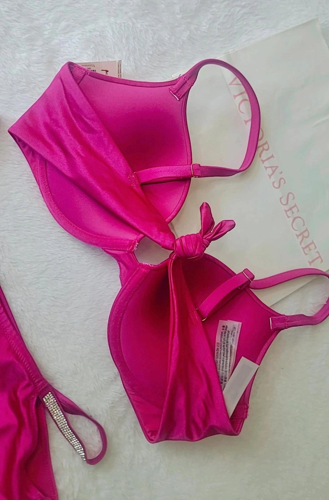 Victoria's Secret Women's Deluxe 2-Piece Shine Swimsuit New, Bottom M, Top 34C