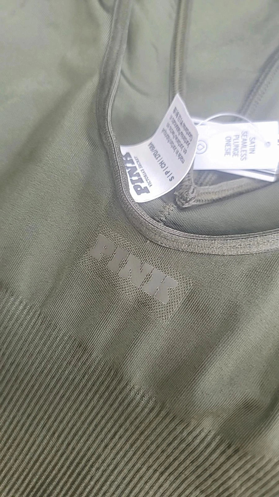 Victoria's Secret PINK, Satin Seamless Plunge Workout, BODYSUIT