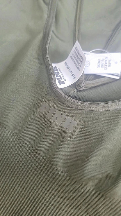 Victoria's Secret PINK, Satin Seamless Plunge Workout, BODYSUIT