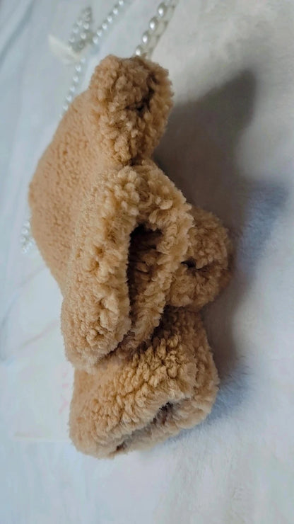 Luvas de pelúcia macia estilo ursinho da Victoria's Secret Pink, cor canela.