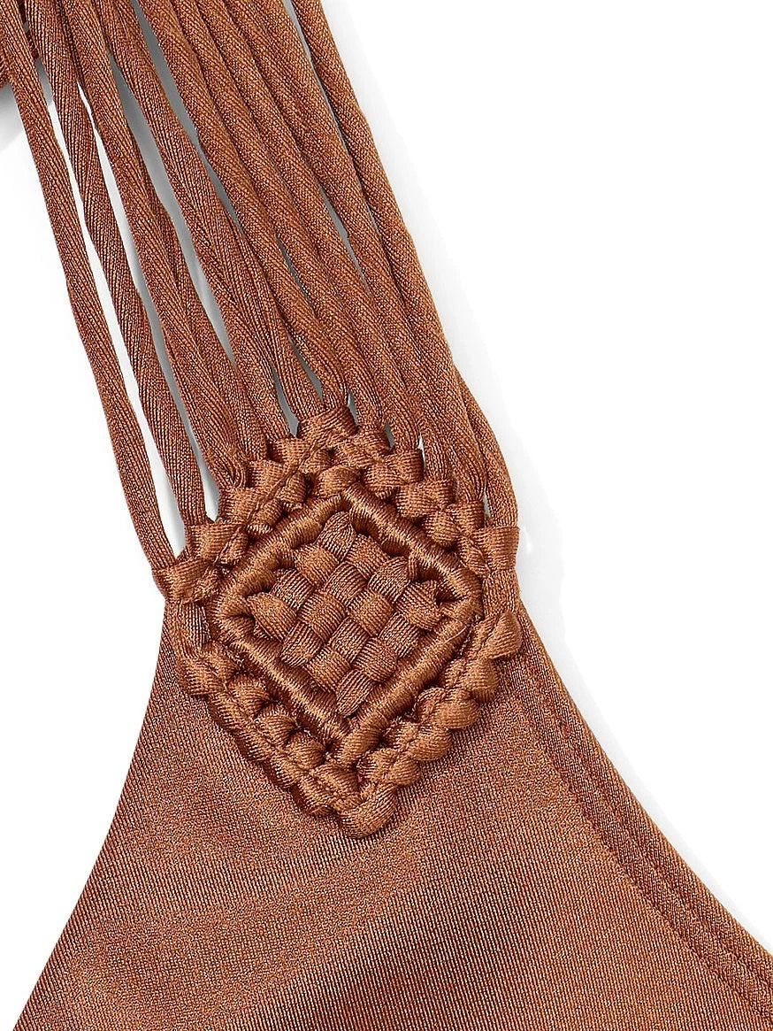 Top de biquíni estilo bralette com franjas em macramê da Victoria's Secret Archives Swin