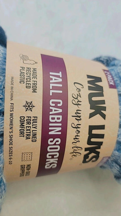 Calcetines altos Muk Luks Cabin, paquete de 2, tallas para mujer 6-10
