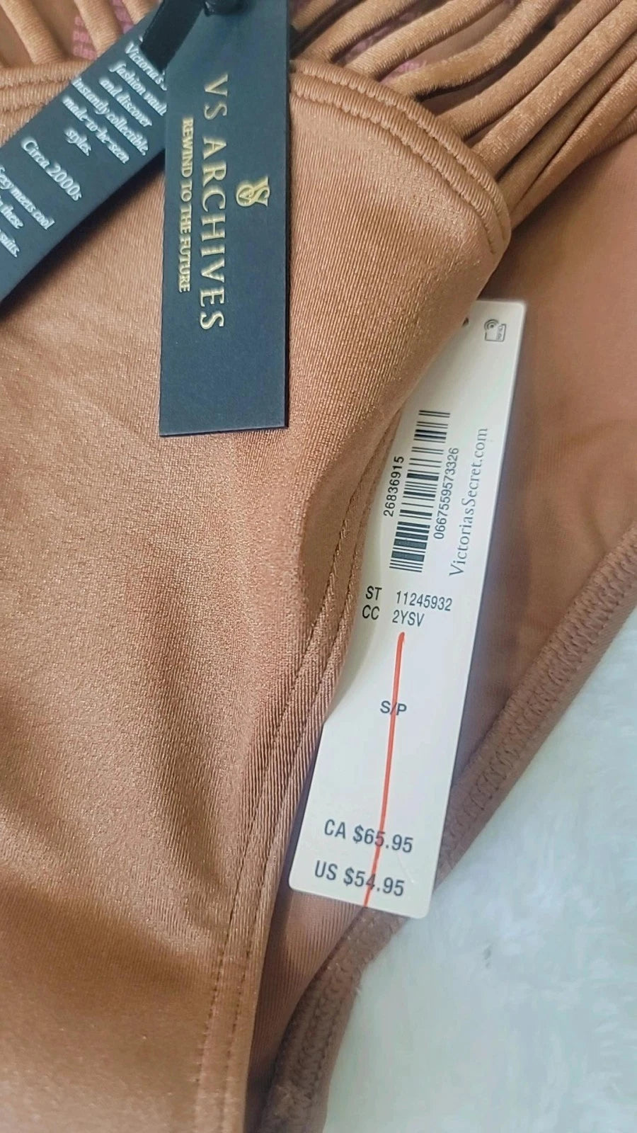 Maiô Victoria's Secret Archives com estampa em macramê, calcinha nova, cor marrom.