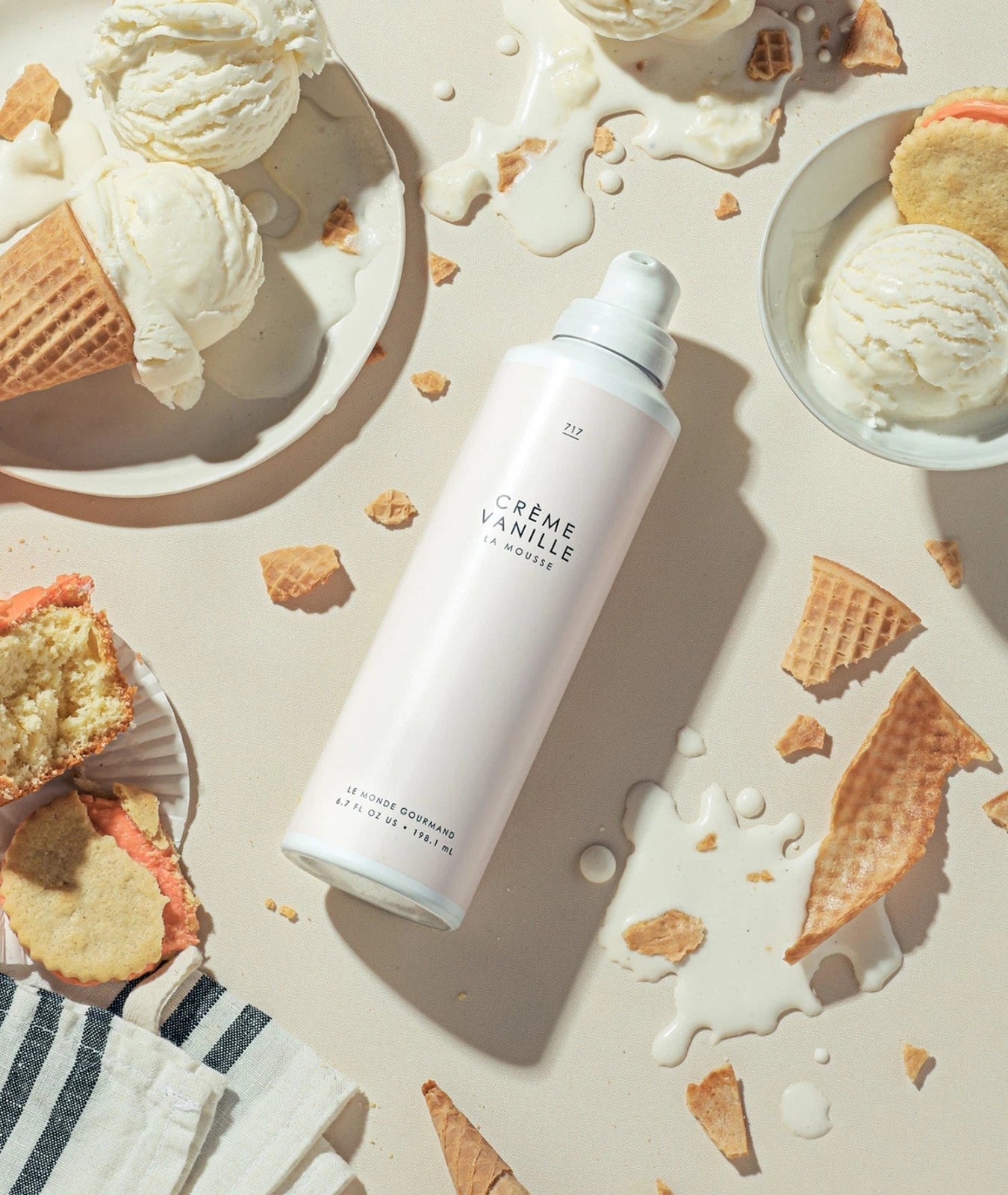 Le Monde GOURMAND, Mousse corporal en crema de vainilla, 6,7 onzas líquidas