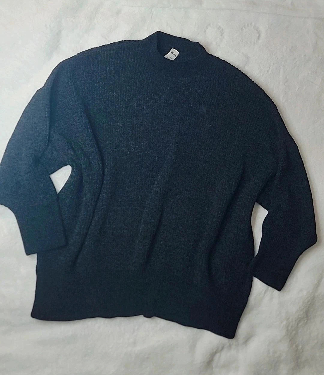 Suéter negro de chenilla extragrande rosa de Victoria's Secret para mujer