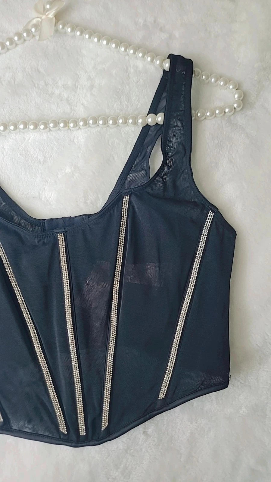 Top corset transparente com glitter da Victoria's Secret