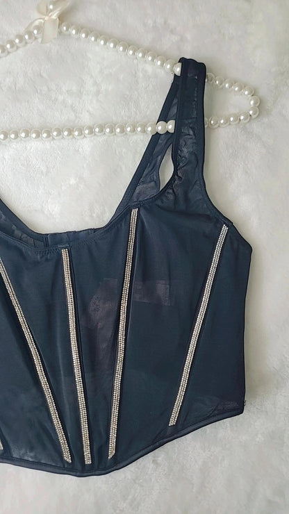 Top corset transparente com glitter da Victoria's Secret