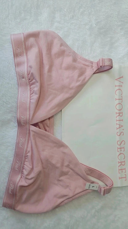 Victoria's Secret Pink Unlined Bralette Bra Size Large Color Pink Logo