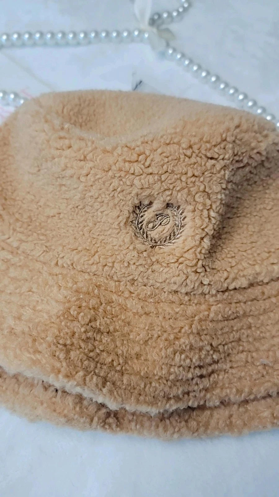 Victoria's Secret pink adult Soft plush teddy bucket hat One size