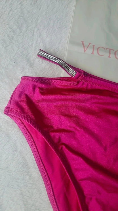 Victoria's Secret Women's Deluxe 2-Piece Shine Swimsuit New, Bottom M, Top 34C