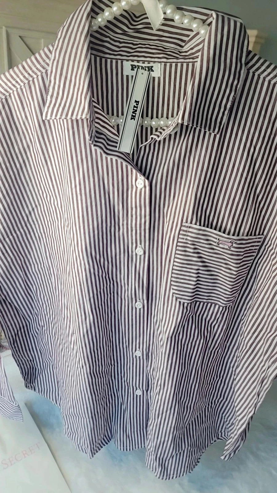 Camisola de dormir rosa Victoria's Secret, estilo boyfriend, tamanho grande