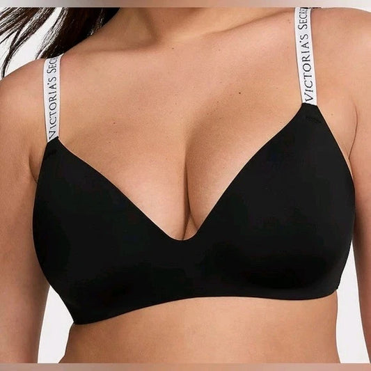 Sujetador Victoria's Secret con logo, ligeramente forrado y sin aros, talla 32D, negro