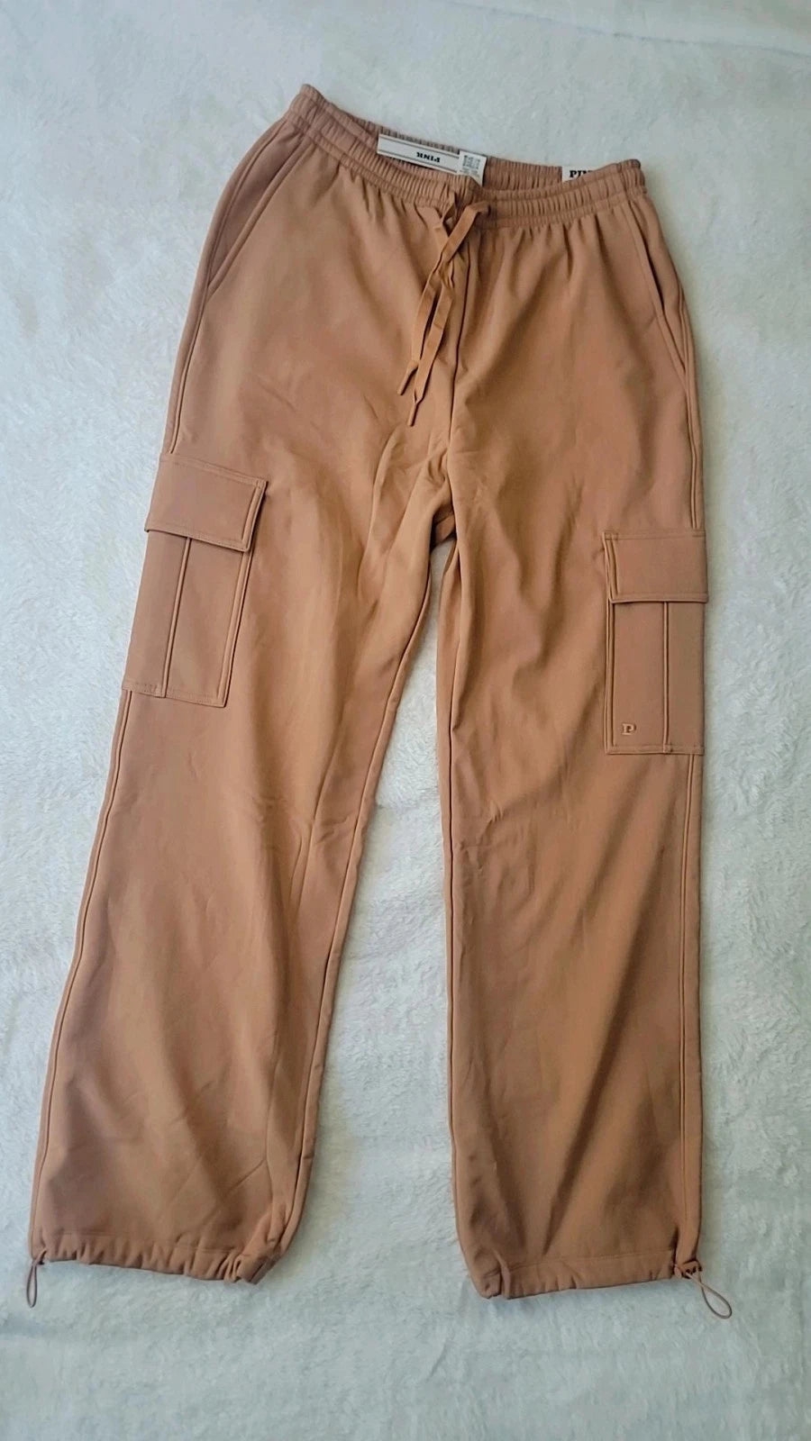 Pantalones cargo de tejido cepillado Victoria's Secret Pink, nuevos con etiqueta, forro color caramelo