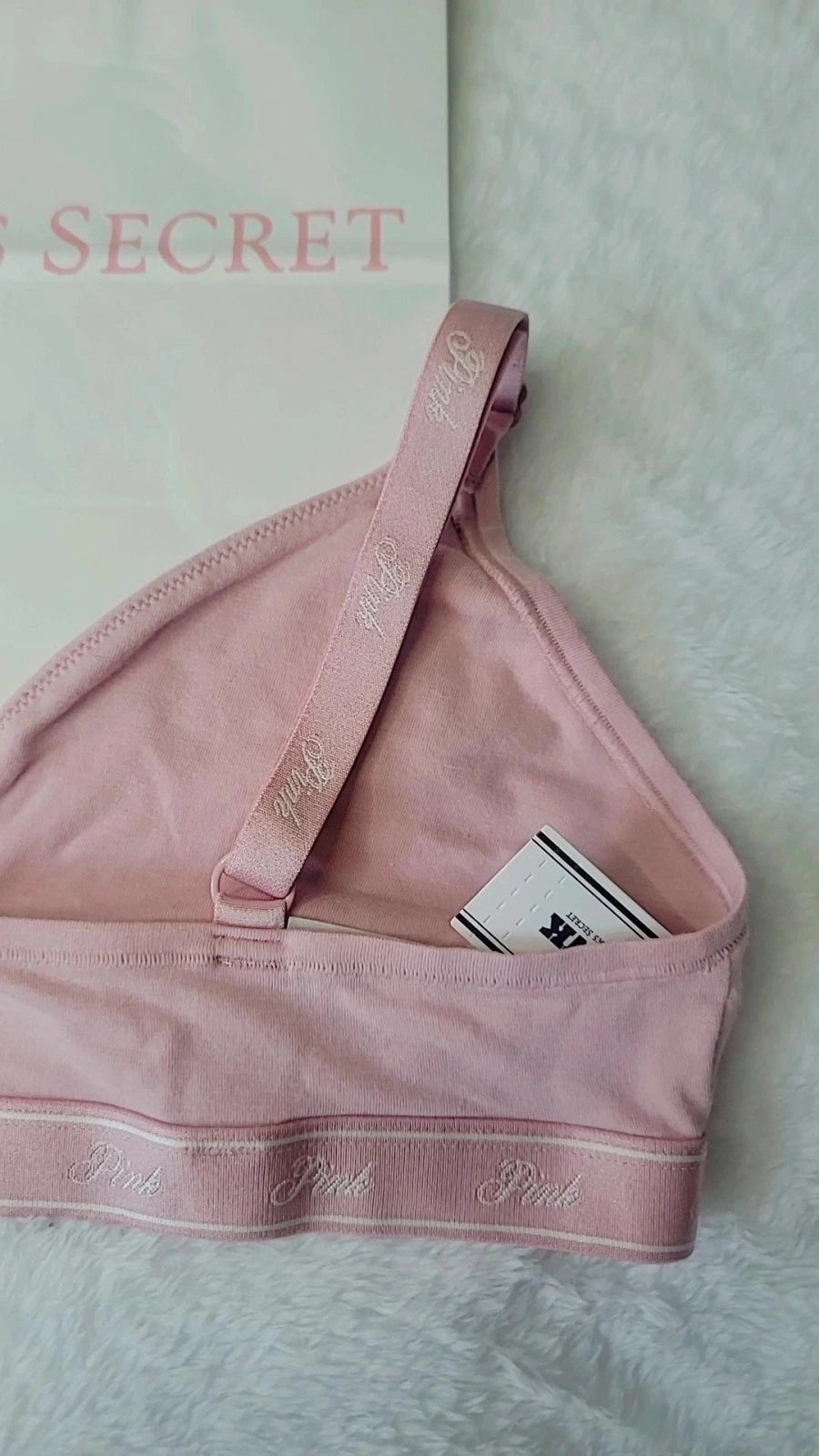 Victoria's Secret Pink Unlined Bralette Bra Size Large Color Pink Logo