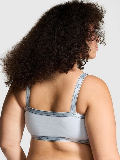 Top rosa com logo, nova cor azul, feminino.