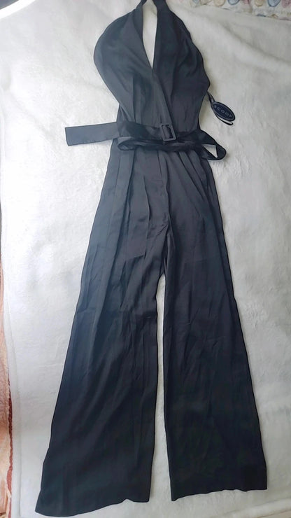 Suéter longo feminino com decote em U, preto