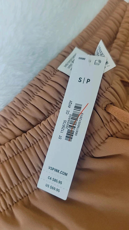 Pantalones cargo de tejido cepillado Victoria's Secret Pink, nuevos con etiqueta, forro color caramelo