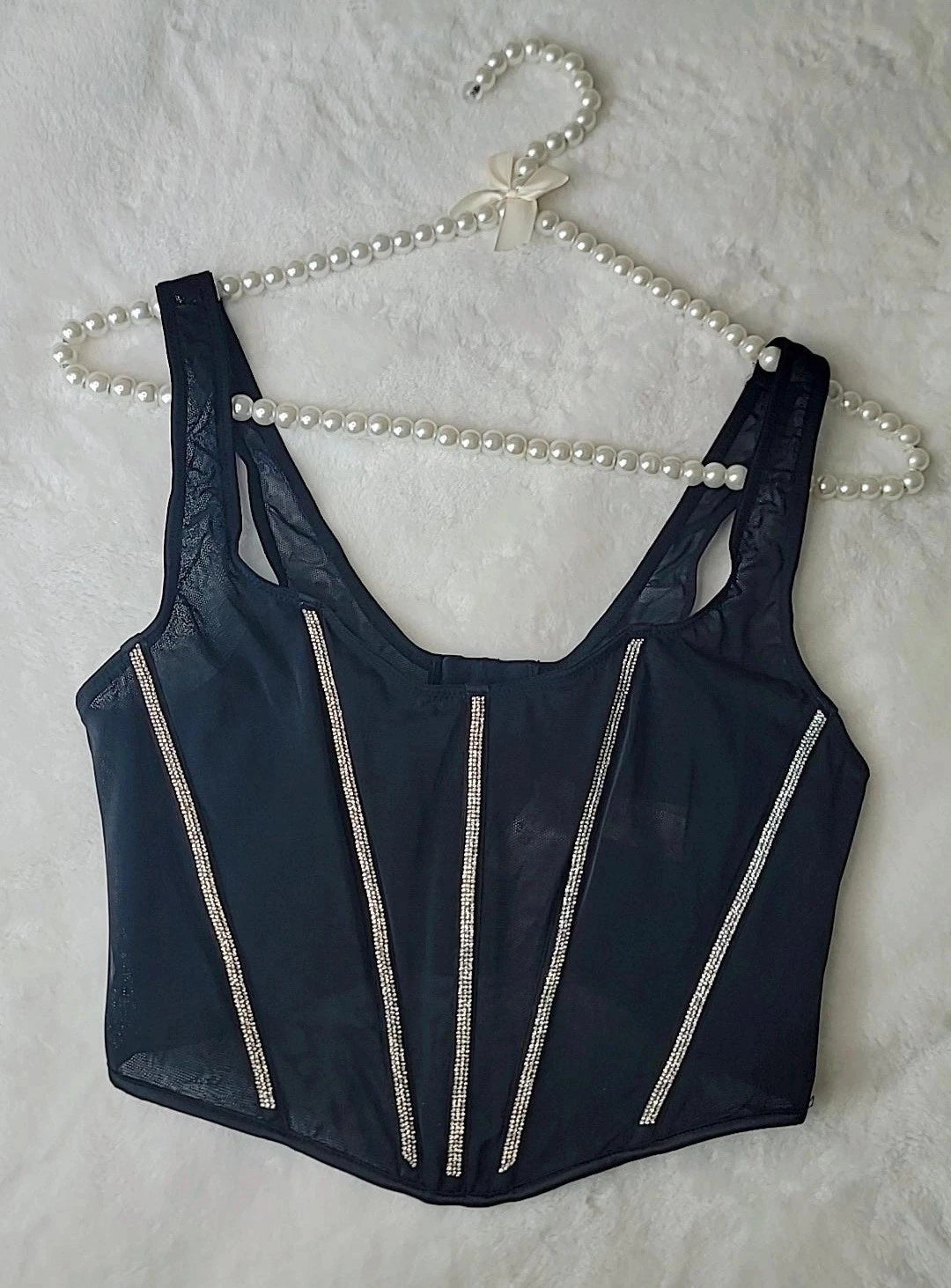 Top corset transparente com glitter da Victoria's Secret