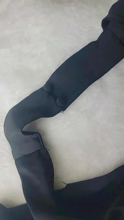 Suéter longo feminino com decote em U, preto