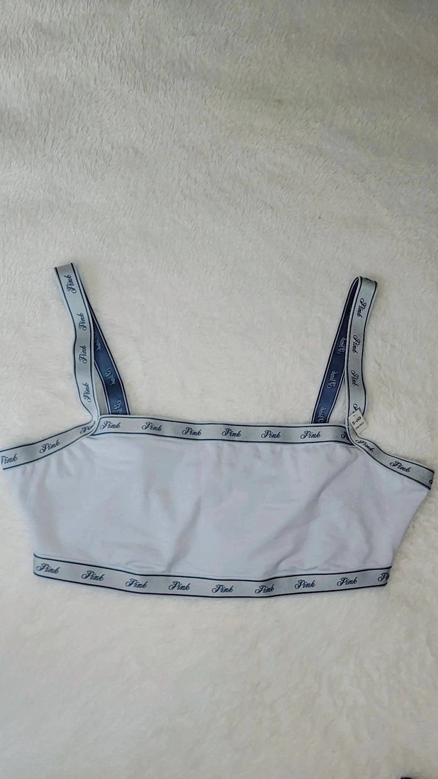 Top rosa com logo, nova cor azul, feminino.